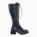 Cizme cu toc din piele naturala neagra Hunter