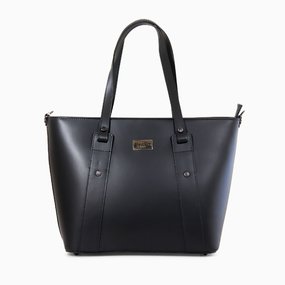 Geanta dama din piele naturala neagra Norah