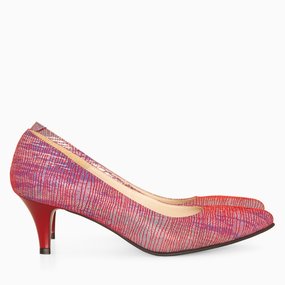 Pantofi dama cu toc comod din piele naturala rosie Fabia