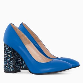 Pantofi dama din piele naturala albastra Baltimore