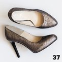 Pantofi dama din piele naturala cu print argintiu
