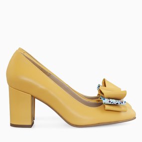 Pantofi dama din piele naturala galbena Kamala