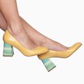 Pantofi dama din piele naturala galbena Madelyn