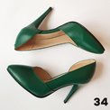 Pantofi decupati din piele naturala verde 34