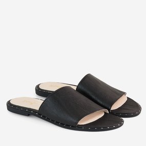 Papuci din piele naturala neagra Corsica