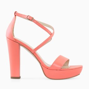 Sandale cu platforma si toc din piele naturala corai Bria