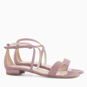 Sandale cu talpa joasa din piele naturala roz Napoli
