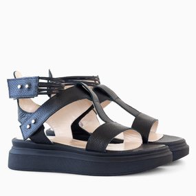 Sandale din piele naturala neagra Zola