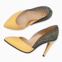 Stiletto decupat din piele naturala galbena Mirabel