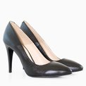 Stiletto din piele naturala neagra Riana