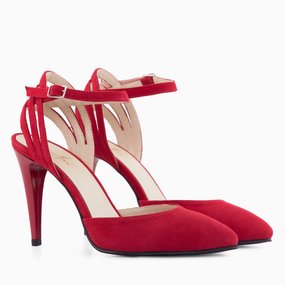 Stiletto din piele naturala rosie Sierra