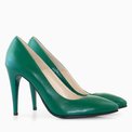 Stiletto din piele naturala verde Lydia