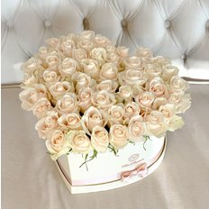 Huge 50 White Roses Shaped Heart | FlorPassion Box | Luxury Florist Milan
