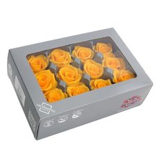 Yellow-Ochre Preserved Mini Roses, 12pcs