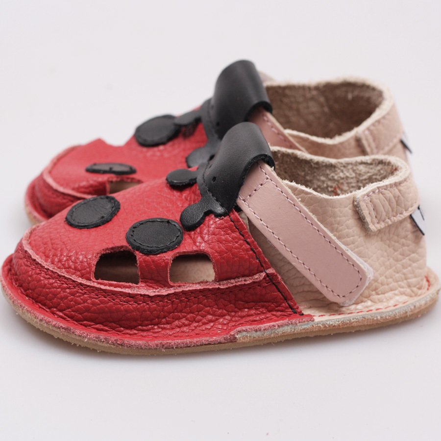 Barefoot kids sandals - Classic Red ladybug